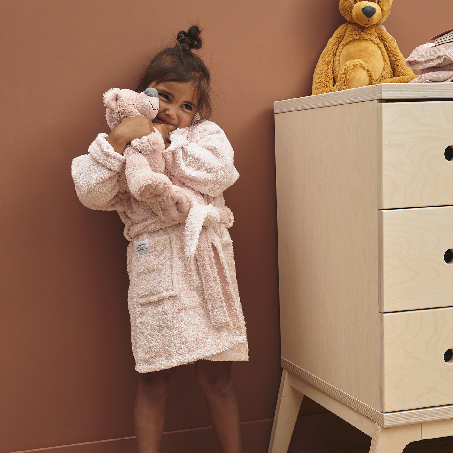 Baby badjas badstof Soft pink van Atelier Mellow
